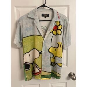 Teddy Fresh x Peanuts Button-Up Camp Shirt Feat Snoopy Woodstock Linus Small